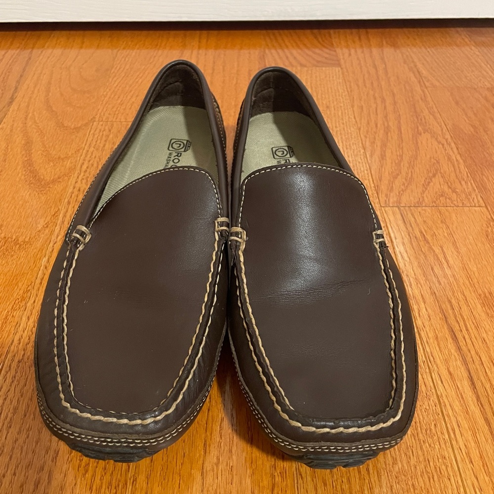 GUC Rockport Fast Approach Brown Leather Washable Loafer Shoes